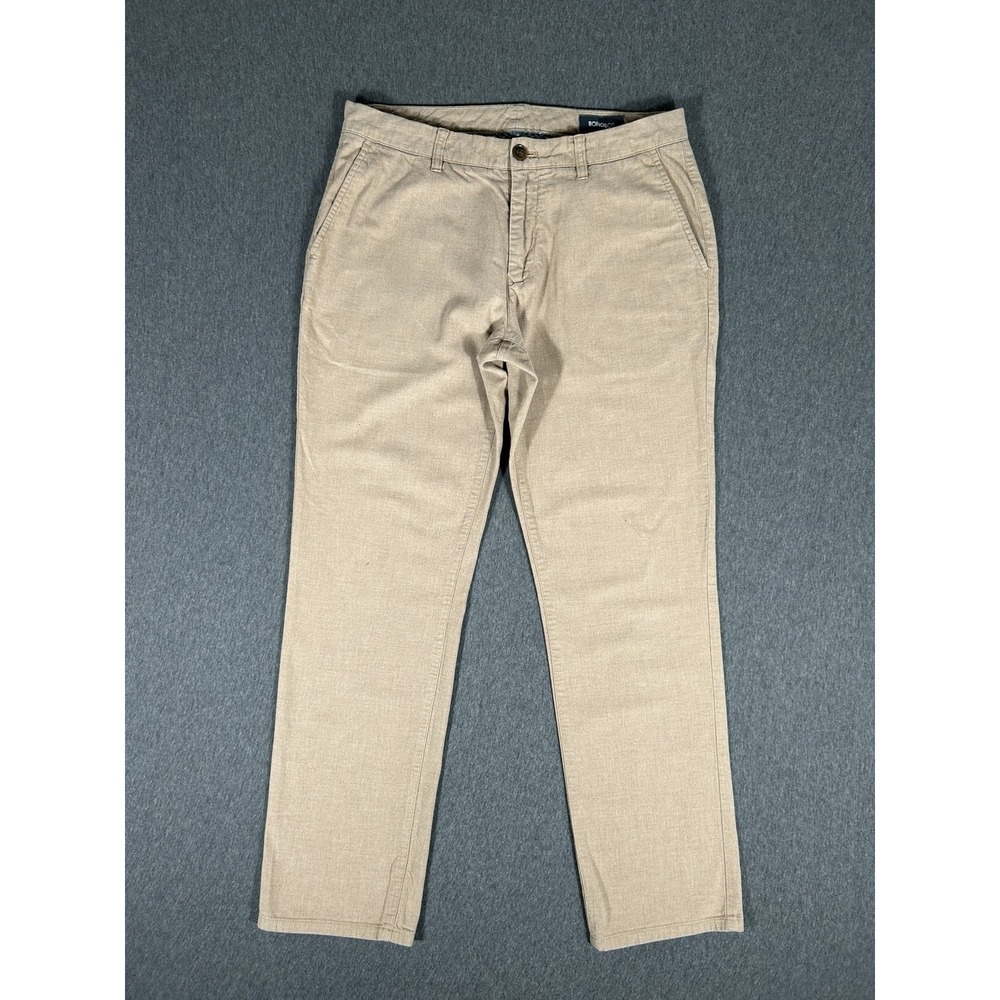 Bonobos Tailored Fit Chino Pants Mens 33x32 Khaki Flat Front Cotton Stretch